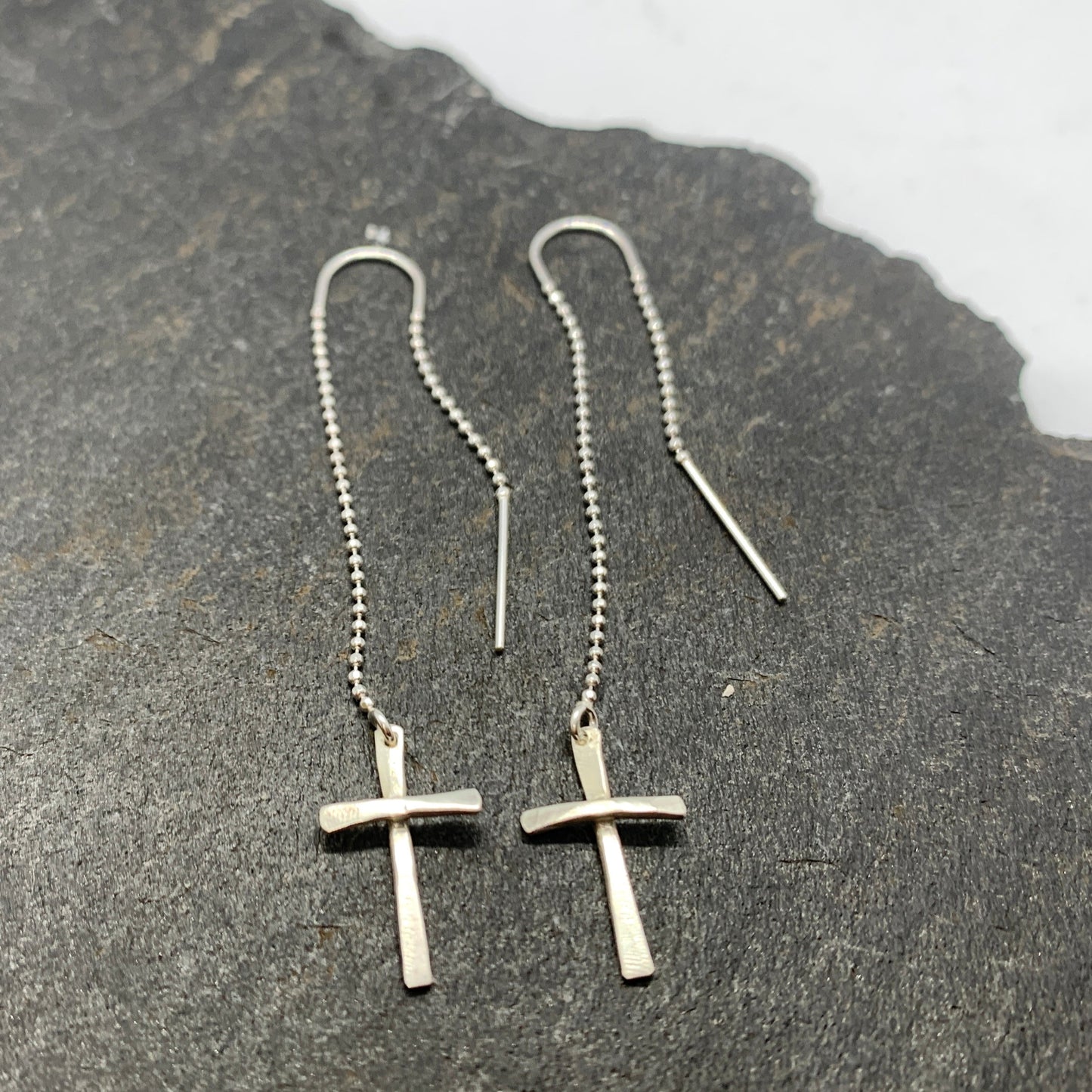 Silver Minimalist Cross Threaders
