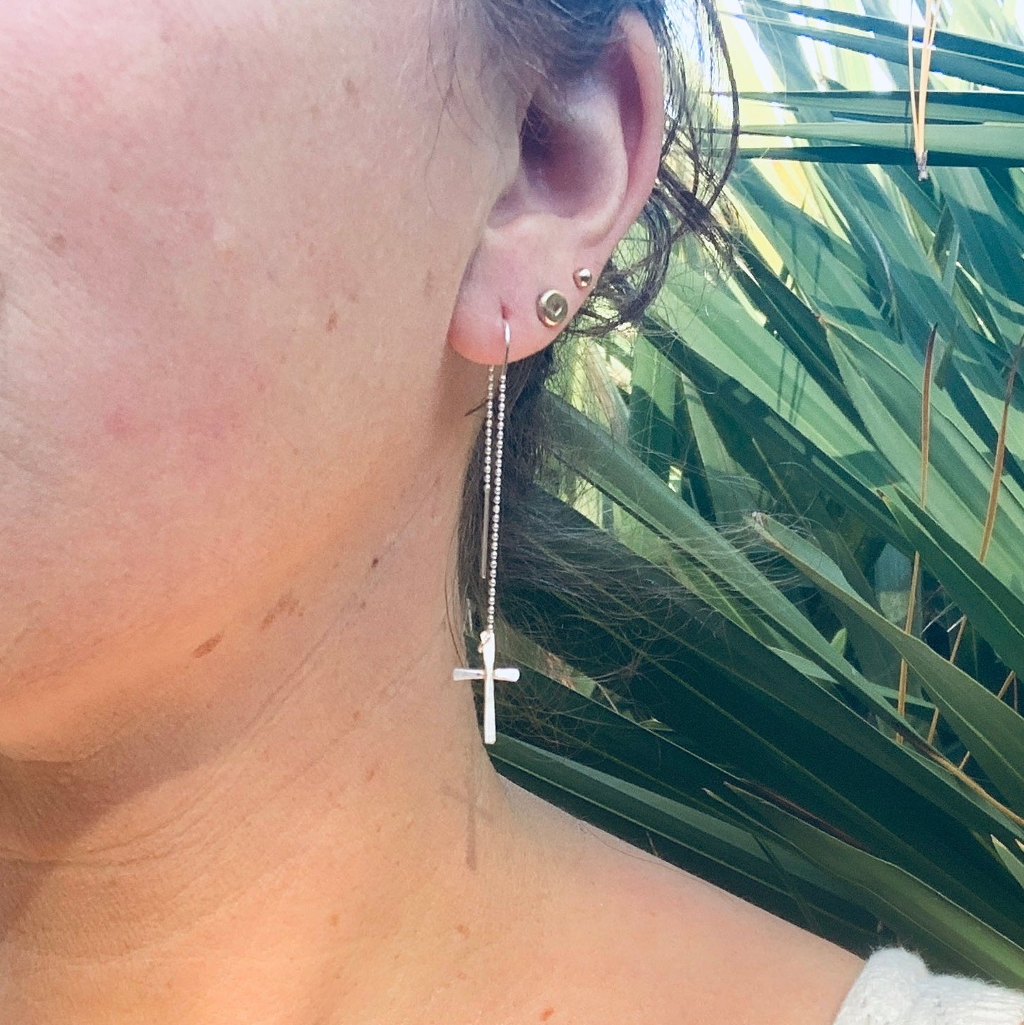 Silver Minimalist Cross Threaders